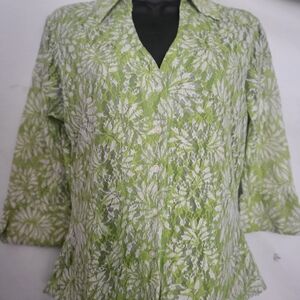 INC International Concepts Green and White Button Down Shirt